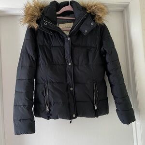 Abercrombie & Fitch Black Jacket with Logo Patch